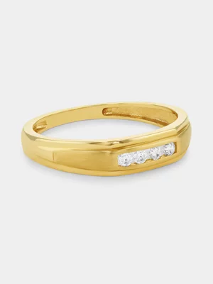 Yellow Gold Lab Grown Diamond Horizontal Channel Ring 