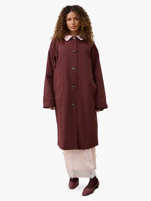 Women's Me&B Contrast Collar Maxi Trench Coat