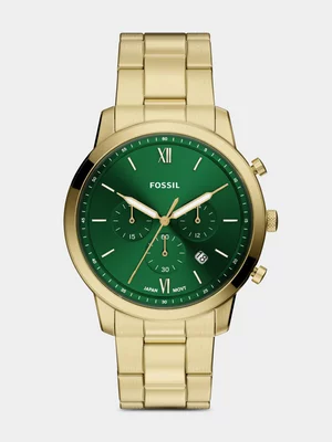 Fossil Neutra Chrono Green Dial Gold Plated Stainless Steel Bracelet Watch