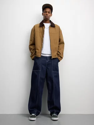 Redbat Men's Raw Engineered Baggy Blue Jeans