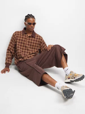 The FIX Men's Brown Check Golfer Sweat top