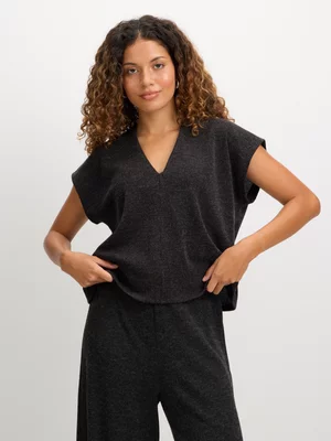 Exact Women's Charcoal V-Neck Top