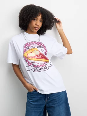 Redbat Women's Relaxed Pie White T-Shirt