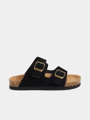 Jet Older Boys Black Birky Slides