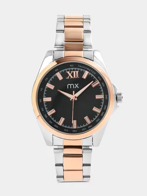 MX Rose Plated Charcoal Dial Two-Tone Bracelet Watch 