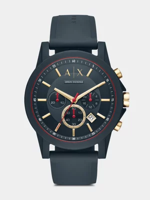 Armani Exchange Blue Silicone Chronograph Watch