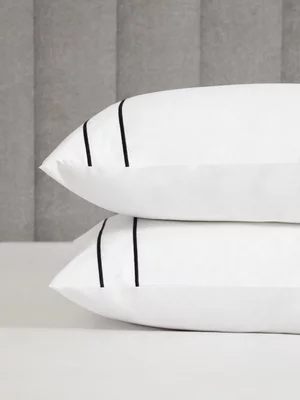 Guest House Duo Pillowcase 2Pk 400 Thread Count White & Anthracite