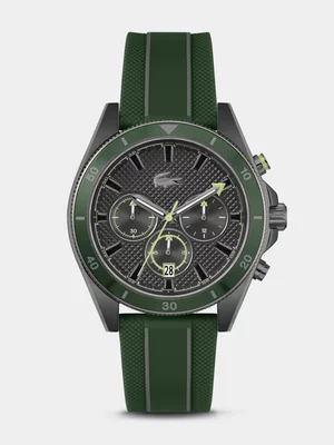 Lacoste Mainsail Black Plated Stainless Steel Chronograph Silicone Watch