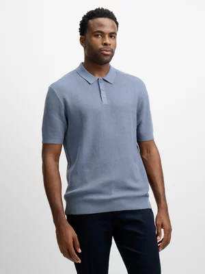 Exact Men's Blue Knit Golfer