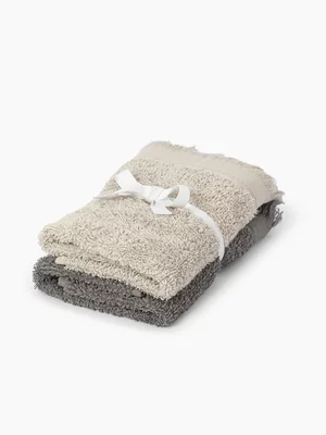 Everynight Cotton Fringe Guest Towel 2 Pack White/Natural