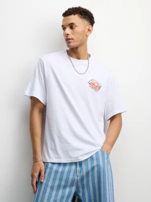 Redbat Men's Fresh &Juicy Graphic White T-Shirt