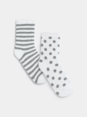 Exact Women's White & Grey Sleeper Socks 