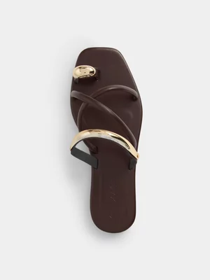 Exact Women's Brown Crossover Sandals 