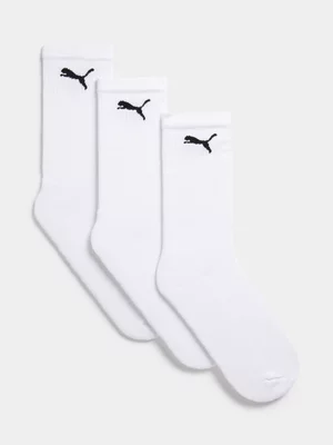 Puma Unisex 3 Pack Logo Tennis White Socks 