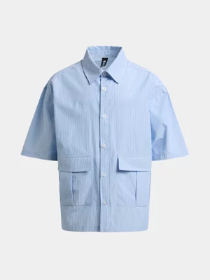 Jet Teen Boys Blue Stripe Boxy Woven