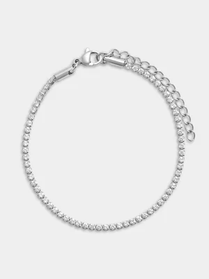 Tempo Jewellery Silver Plated Cubic Zirconia Tennis Bracelet  