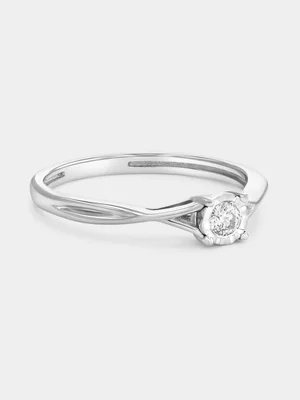 White Gold Diamond Solitaire Infinity Ring 