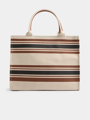 Jet Women’s Multicolour Stripe Canvas Square Tote Bag