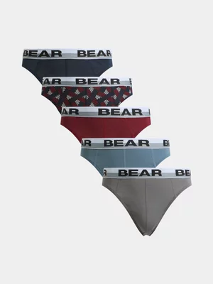 Jet Men's Bear 5 Pack Ink Merlot Slash Printed Mini Briefs