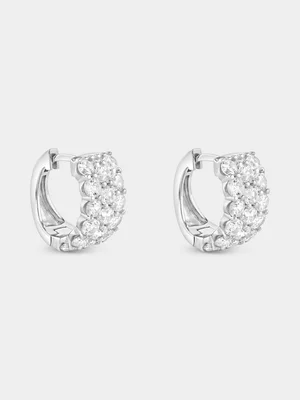 Cheté Sterling Silver Cubic Zirconia Wide Hoop Earrings