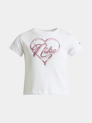 Nike Girls Kids White Graphic T-Shirt