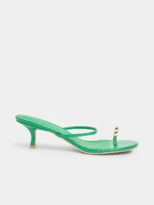 The FIX Women's Green Toe Post Gold Trim Heel