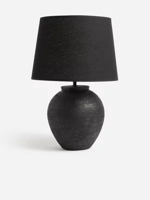 Jet Home Black Ceramic Urn Linen White Bedside Lamp