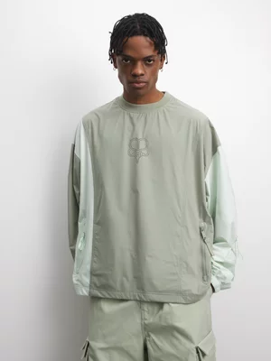 Anatomy Men's Woven Back Detail Zip Green Sweat Top
