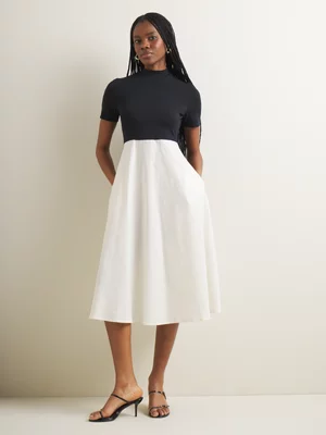 Women's Iconography Knit Woven Combo Dress