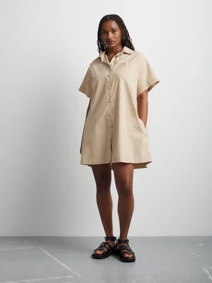 Women's Canvas Trapeze Shirt Dress 