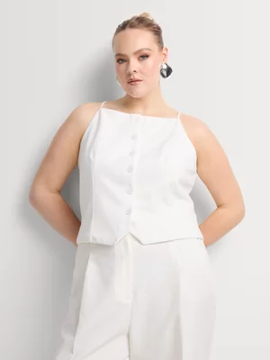 Scuba Button Up Strappy Square Neck Waistcoat