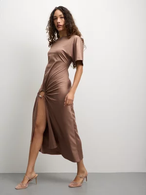 The FIX Women's Brown Hardware Maxi T-Shirt Dress