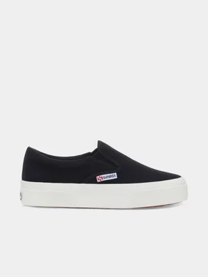 Women's Superga Black 2740 Platform Slip On Sneakers