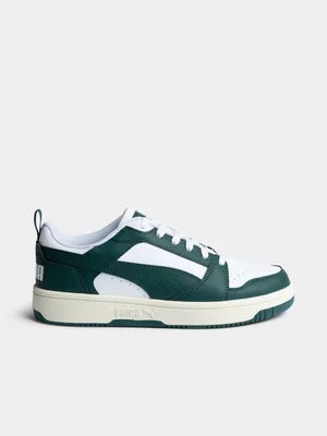 Mens Puma Rebound V6 White/Green Sneaker