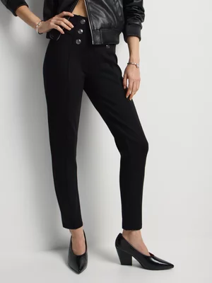 Button Detail Ponte Pleated Treggings