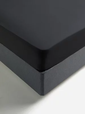 Jet Home Charcoal Percale Fitted Sheet Double Extra Depth