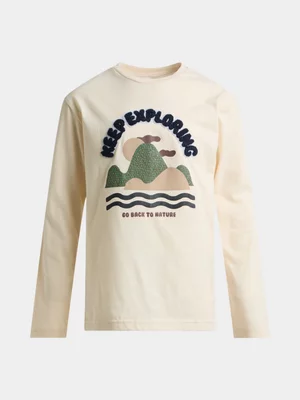 Exact Older Boy's White 3D Graphic Print T-Shirt