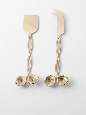 AH Bloom Cheese Serving Set of 2 Gold