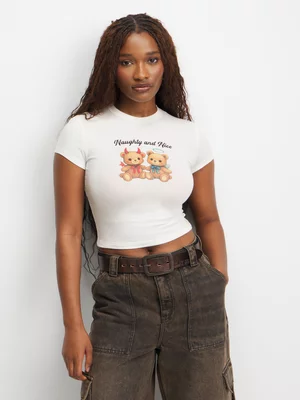 The FIX Women's Milk Naughty & Nice Teddy Graphic Top