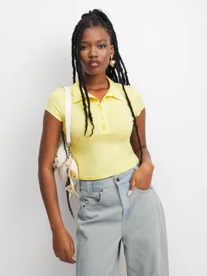 The FIX Women Yellow Johnny Collar Top 