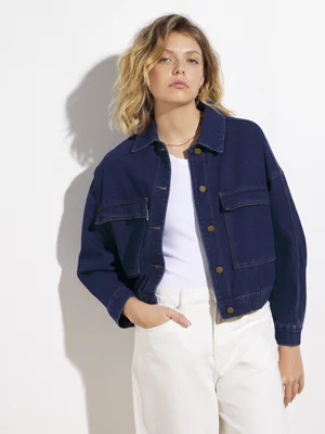 Women's Canvas Denim Bomber Jacket