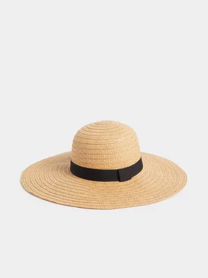 Exact Women's Natural Black Band Straw Hat