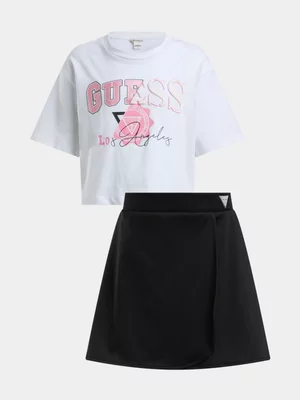 Girls Guess Pure White Set T-Shirt + Skort