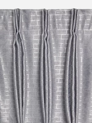 Jet Home Silver Brick Woven Block Out Curtain