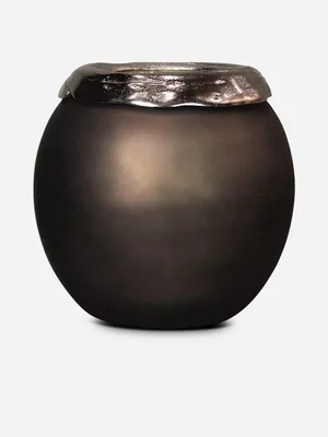 Glass Votive Aluminium Motif Matt Bronze 25 x 25cm