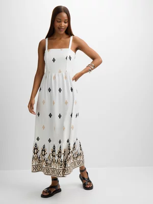 Exact Women's White Embroidered Sundress