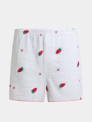 Jet Older Girls White AOP Wide Leg Woven Shorts