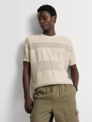 Markham Men's Regular Fit Oatmeal Crochet Knitwear