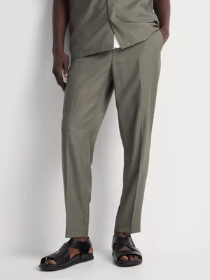 Markham Men's Smart Slim Fit Textured Dark Green Trouser