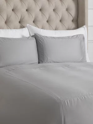 Grace Embroidered Belle Scroll Duvet Cover Set 400 Thread Count Silver